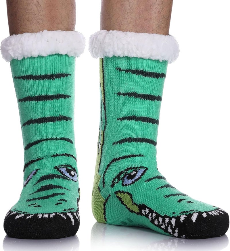 LINEMIN Mens Warm Slipper Socks Soft Cozy Fuzzy Fleece-Lined Winter Non Slip Indoor Christmas Socks - Image 1